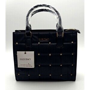 NWT Ellen Tracy Black Quilted Studden Collection Purse Handbag RV$178